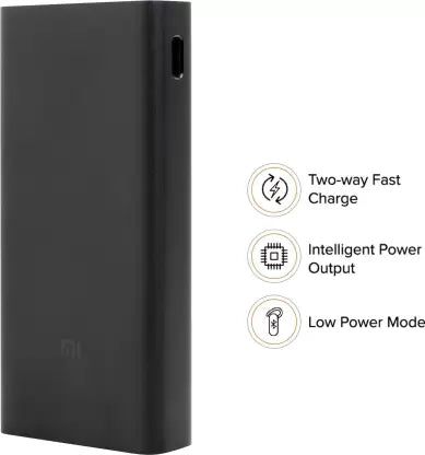Mi 20000 mAh Power Bank (18 W, Fast Charging) (Black, Lithium Polymer) Mi 20000 mAh Power Bank (18 W, Fast Charging) (Black, Lithium Polymer)